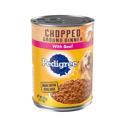 Pedigree Chopped Ground Dinner Adult Wet Dog Food Beef, 22 oz each, Case of 12