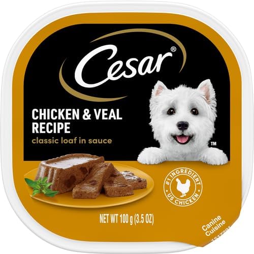 Cesar Classic Loaf in Sauce Adult Wet Dog Food Chicken & Veal 3.5 oz