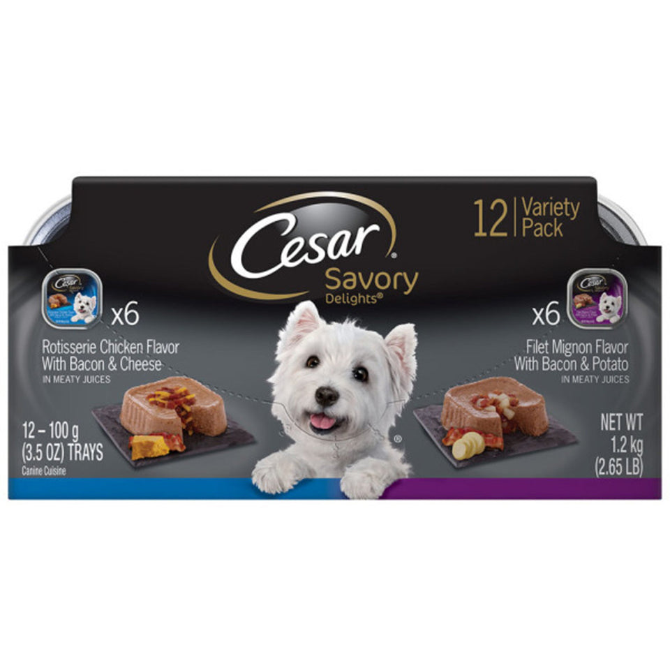 Cesar Loaf & Topper in Sauce Adult Wet Dog Food Variety (Rotisserie