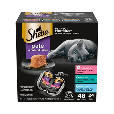 Sheba Perfect Portions Pate Wet Cat Food Seafood Variety Pack (Salmon, Seafood, Whitefish/Tuna), 1ea/2.65oz. Default Title