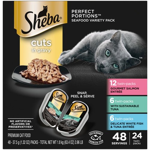 Sheba Perfect Portions Cuts in Gravy Wet Cat Food Variety Pack (Salmon, Tuna, Whitefish & Tuna) 2.6oz 24pk - Pets Perfect