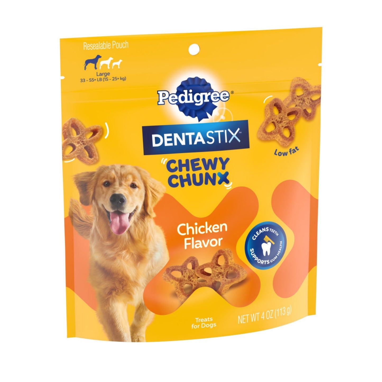 Pedigree Dentastix Chewy Chunx Dog Treat Chicken 4 oz, Large