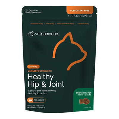 VetriScience GlycoFlex Plus Joint Support Cat Chews, 30-Count