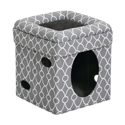 MidWest Homes for Pets Curious Cat Cube Gray Geo 1ea/15 X 15