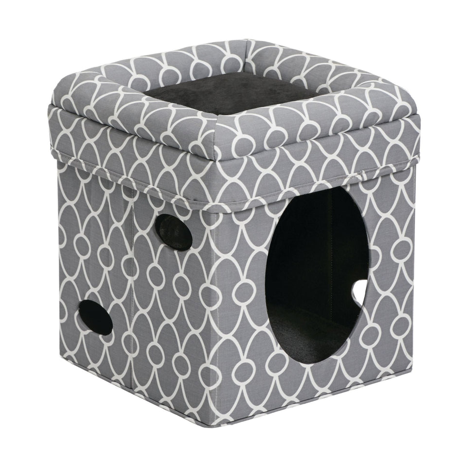MidWest Homes for Pets Curious Cat Cube Gray Geo 1ea/15 X 15