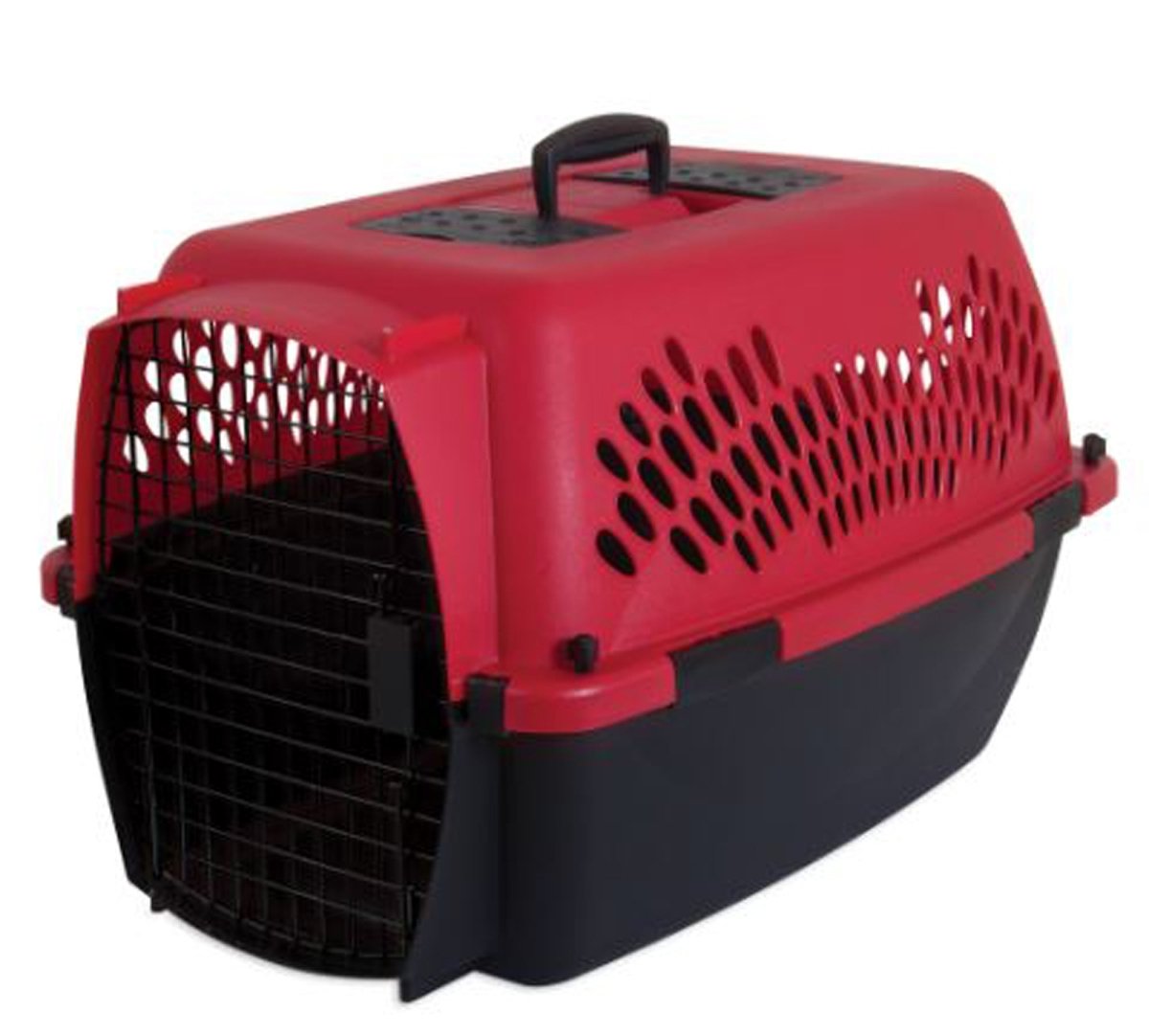 Aspen Fashion Pet Porter Dog Kennel Hard - Sided Deep Red; Black 26 In - Pets Perfect