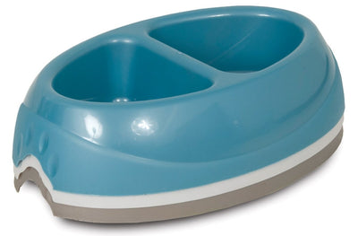 Petmate Ultra Double Diner Dog Bowl Lightweight Assorted Large - Pets Perfect