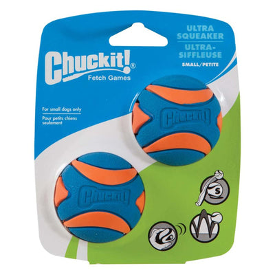 Chuckit! Ultra Squeaker Balls Dog Toy Blue/Orange, Small, 2-Count