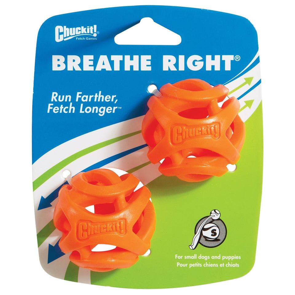 Chuckit! Breathe Right Dog Toy Fetch Ball Orange, Small, 2-Count