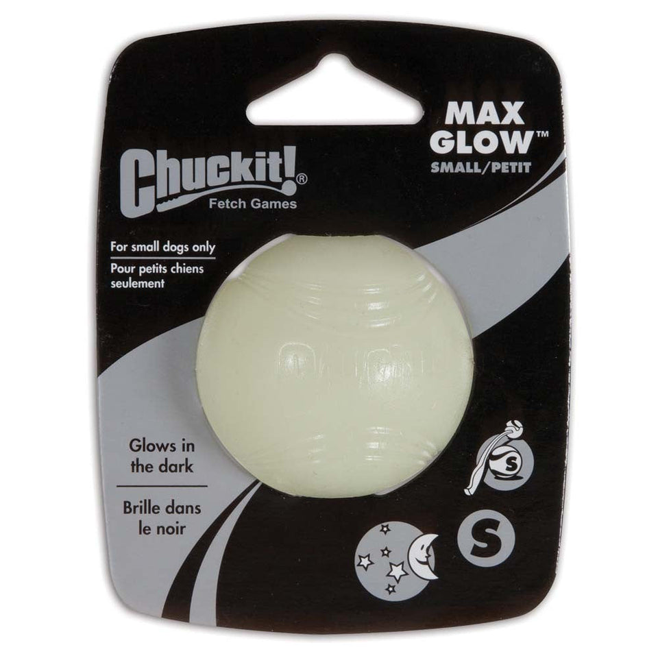 Chuckit! Max Glow Ball Dog Toy, White Small