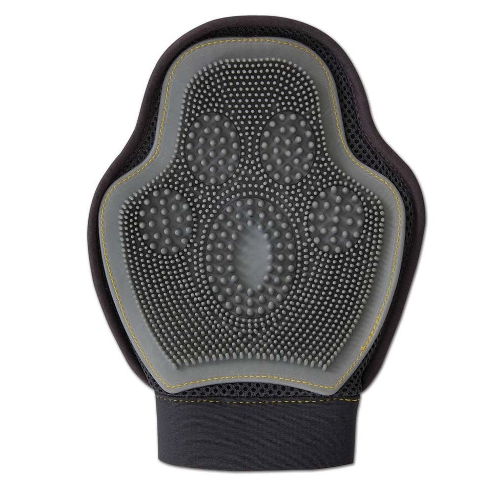 JW Pet GripSoft 3-in-1 Dog Grooming Glove Gray, Yellow