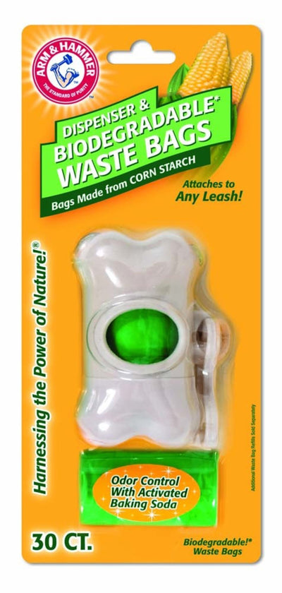 Arm & Hammer Bone Dispenser & Disposable Corn Starch Waste Bags White, Green, 30 ct