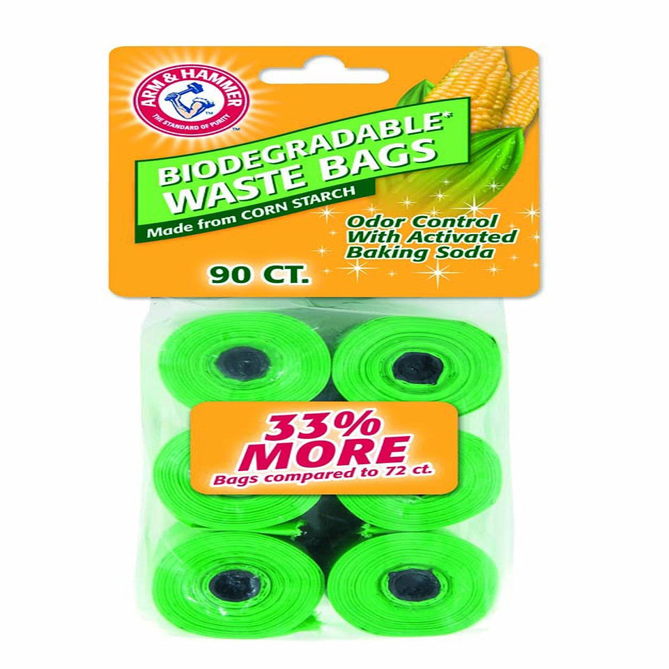 Arm & Hammer Disposable Corn Starch Waste Bags Refills, Green 90 ct