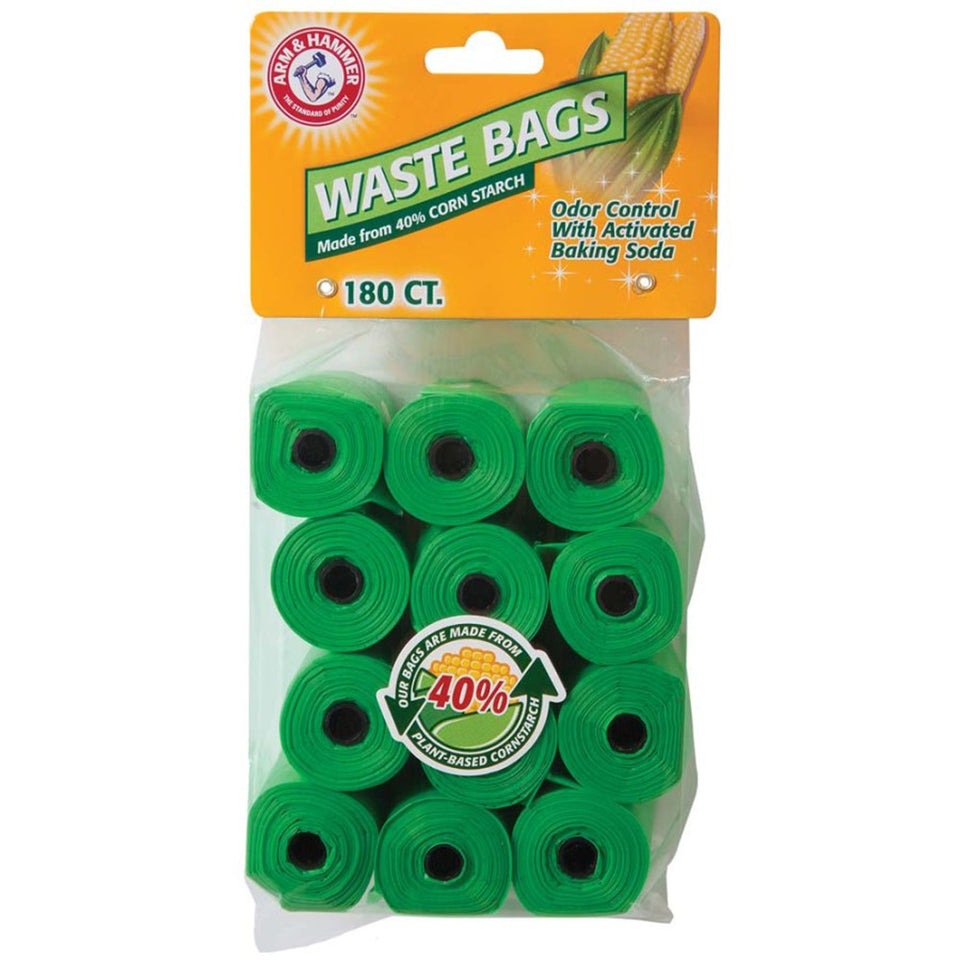 Arm & Hammer Disposable Corn Starch Waste Bags Refills, Green 180 ct