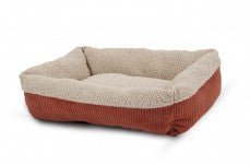 Aspen Self Warming Rectangular Dog Lounger Bed Barn Red/Cream 30 in x
