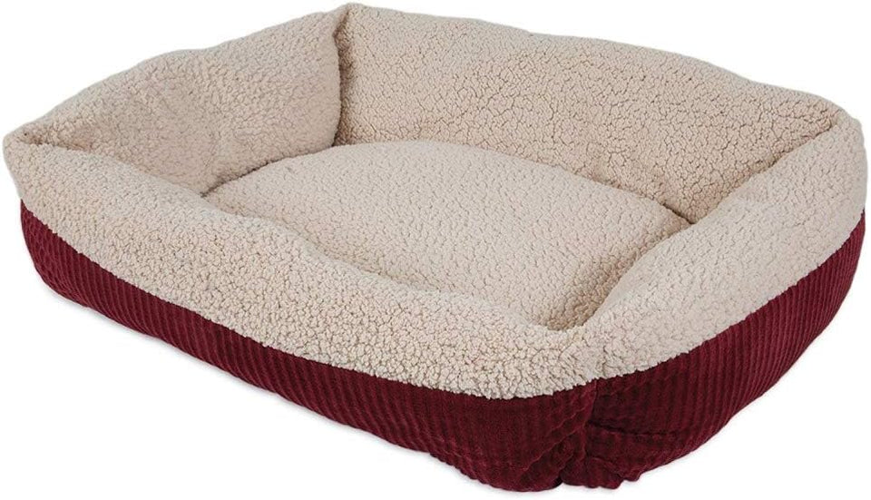 Aspen Self Warming Rectangular Dog Lounger Bed Barn Red/Cream 35 in x, view 2