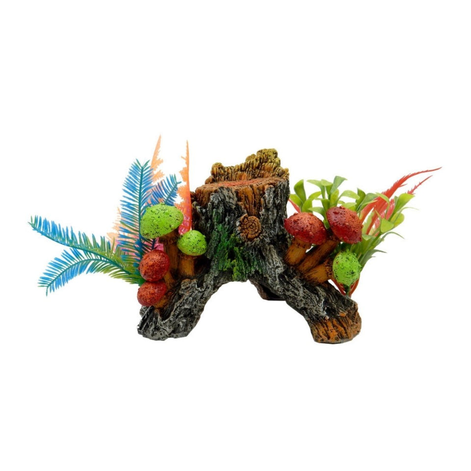 Blue Ribbon Exotic Environments Tree Trunk Hideaway with Plants