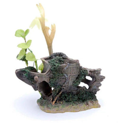 Penn-Plax Shipwreck Bow Aquarium Ornament Brown/Grey, 3 in, Small