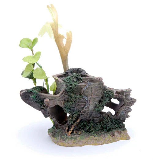 Penn-Plax Shipwreck Bow Aquarium Ornament Brown/Grey, 3 in, Small