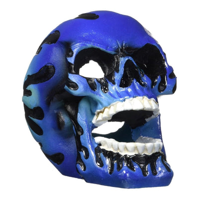 Penn-Plax Flaming Skull Aquarium Ornament, Blue, 3.5 in, Medium