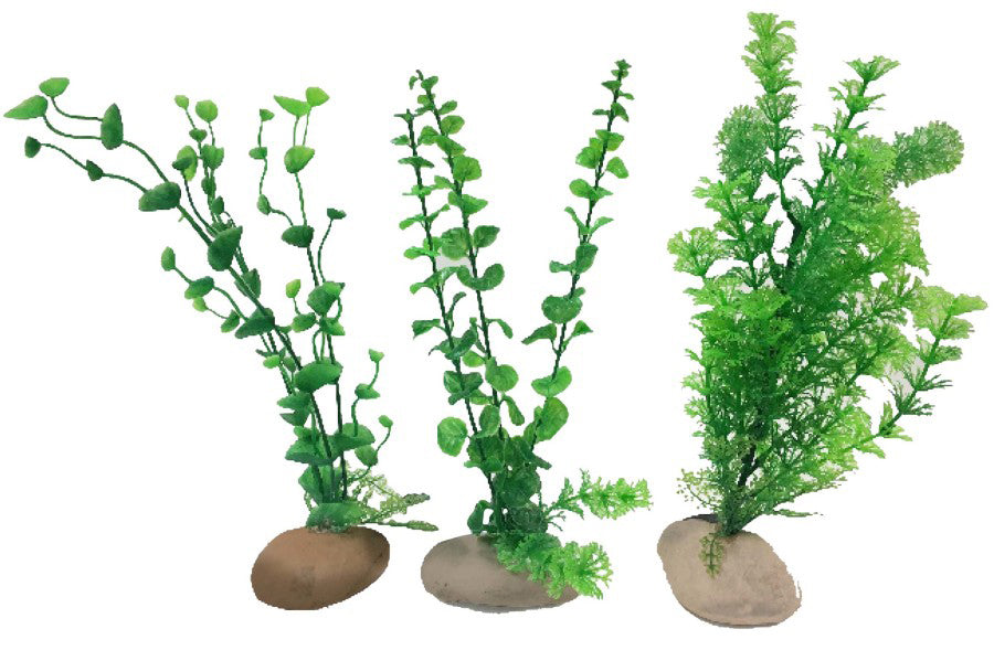 Penn-Plax Rock Aquarium Plant, Green, 12 in