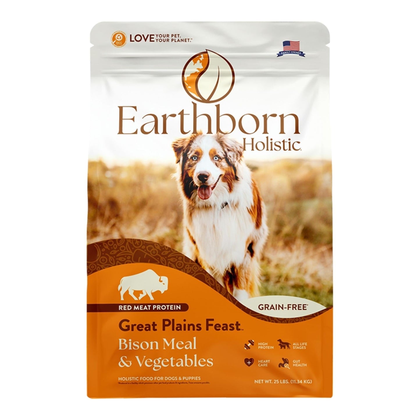 Earthborn Holistic Great Plains Feast Grain-Free Dry Dog Food Bison Meal & Vegetables 25lb