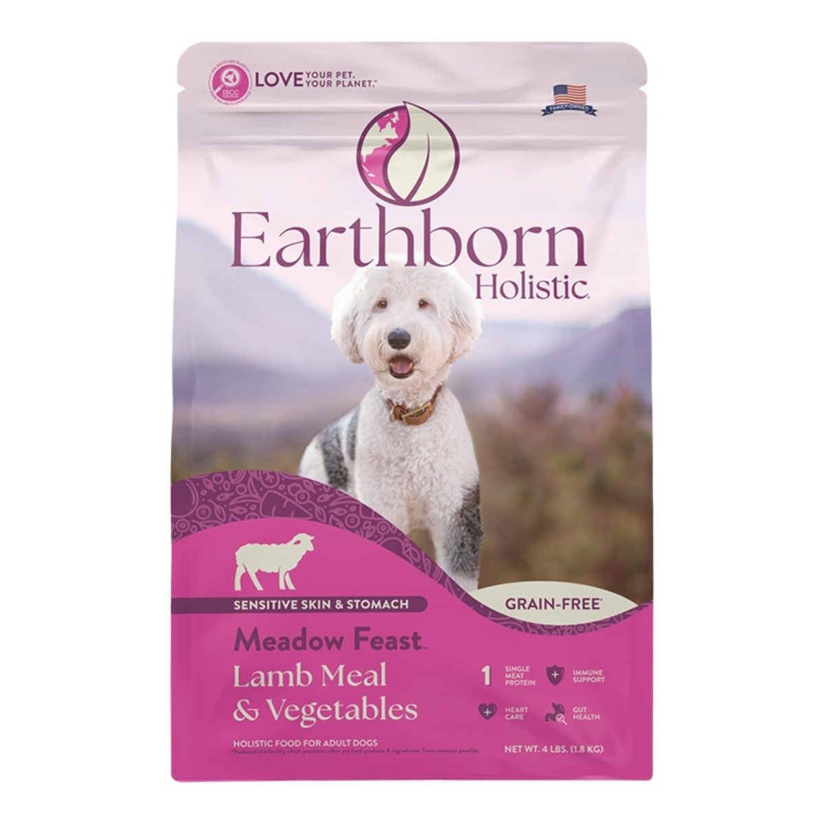Earthborn Holistic Meadow Feast Grain - Free Dry Dog Food Lamb Meal & Vegetables 4lb - Pets Perfect