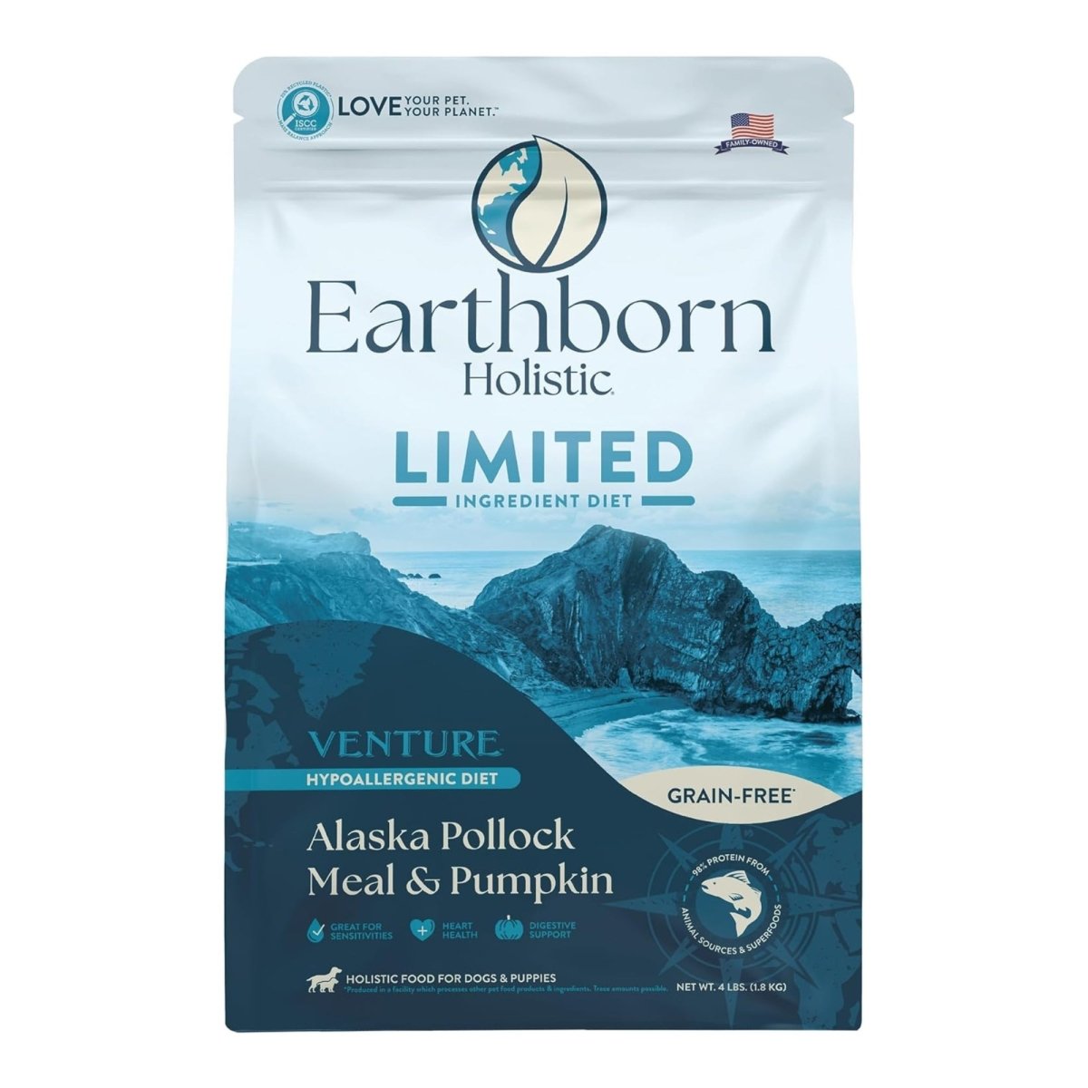 Earthborn Holistic Venture L.I.D. Grain - Free Dry Dog Food Alaska Pollock & Pumpkin 4lb - Pets Perfect