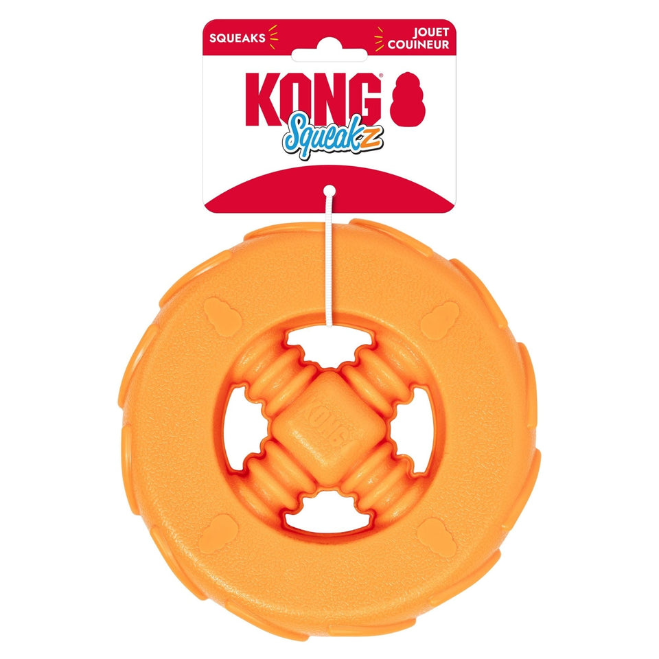 KONG Squeakz Wheel Dog Toy Orange 1ea/LG