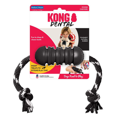 KONG Extreme Dental with Rope Dog Toy - Black, Medium