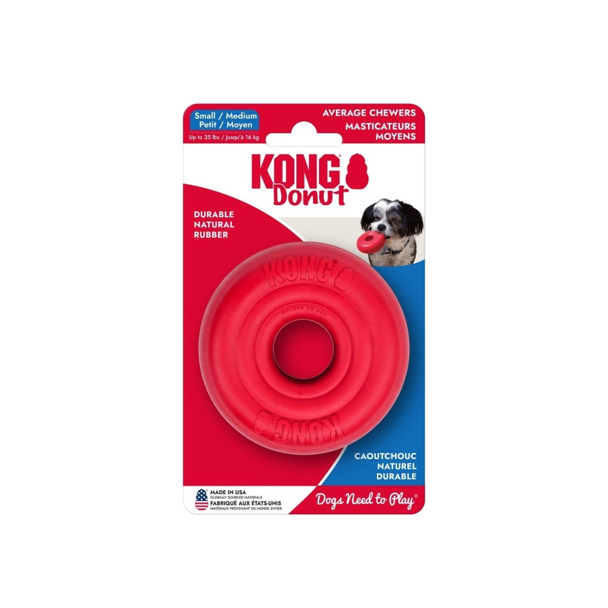 KONG Donut Natural Rubber Chew & Fetch Dog Toy | Medium/Large - Pets Perfect