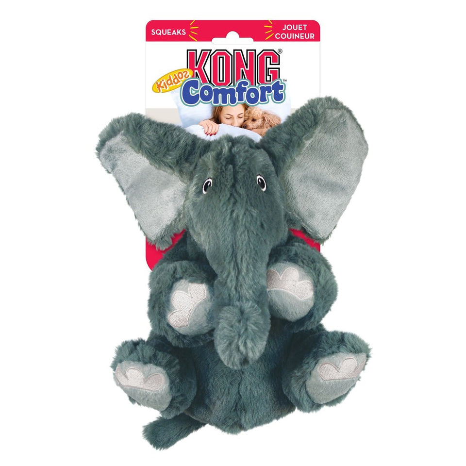 KONG Comfort Kiddos Elephant Plush Dog Toy - Gray, Large