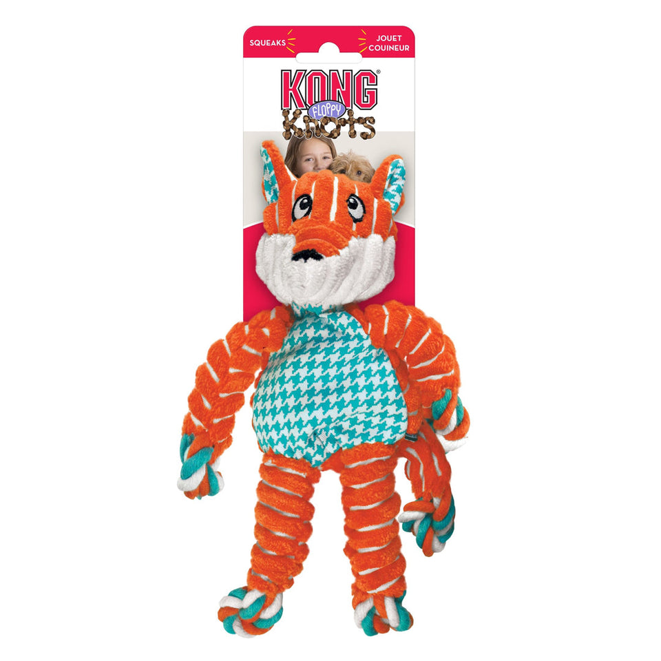 KONG Floppy Knots Fox Dog Toy Multi-Color Small/Medium