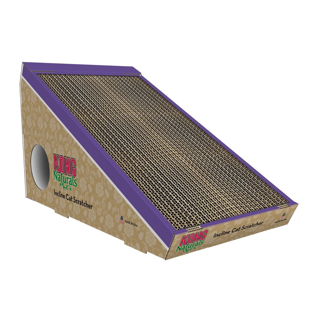 KONG Incline Scratcher with Cat Toy Brown 1ea/One Size - Pets Perfect