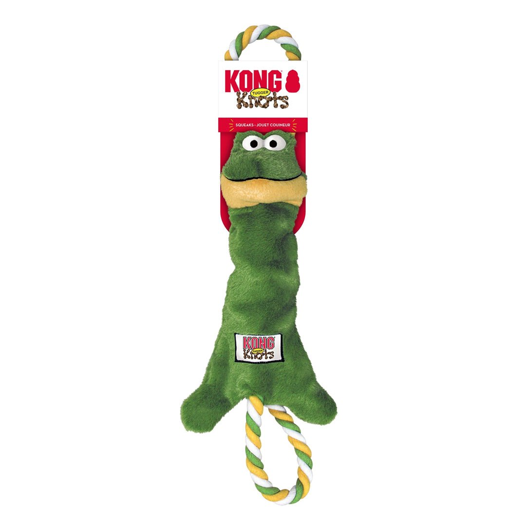 KONG Tugger Knots Frog Dog Toy Green 1ea/MD/LG - Pets Perfect