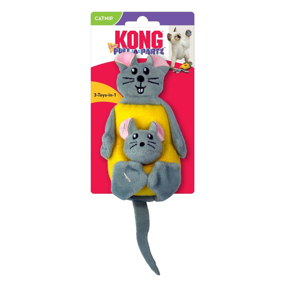 KONG Pull-A-Partz Cheezy Catnip Cat Toy Grey