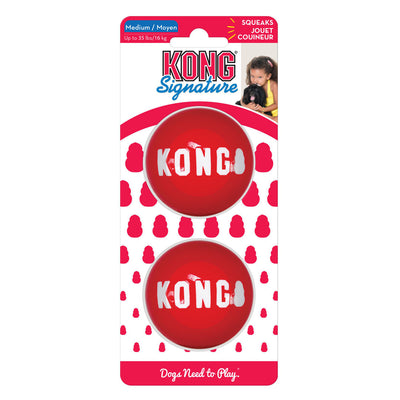 KONG Signature Ball Dog Toy, Red, Medium, 2-Count
