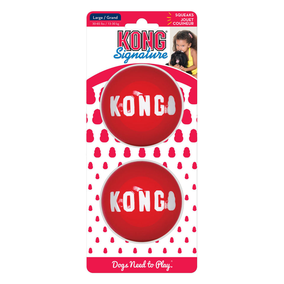 KONG Signature Ball Dog Toy, Red, Large, 2-Count