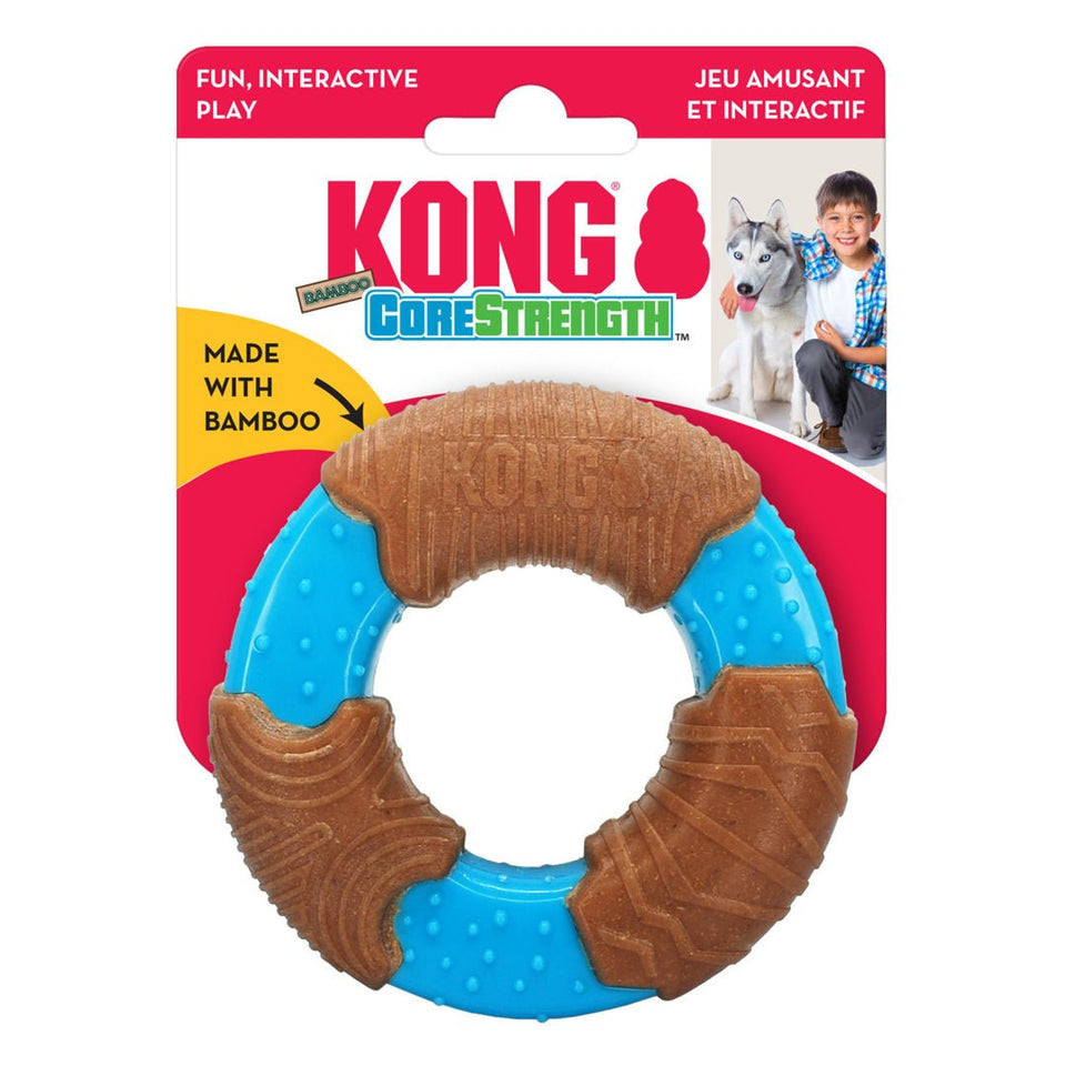 KONG CoreStrength Bamboo Ring Dog Toy - Blue/Red, Small