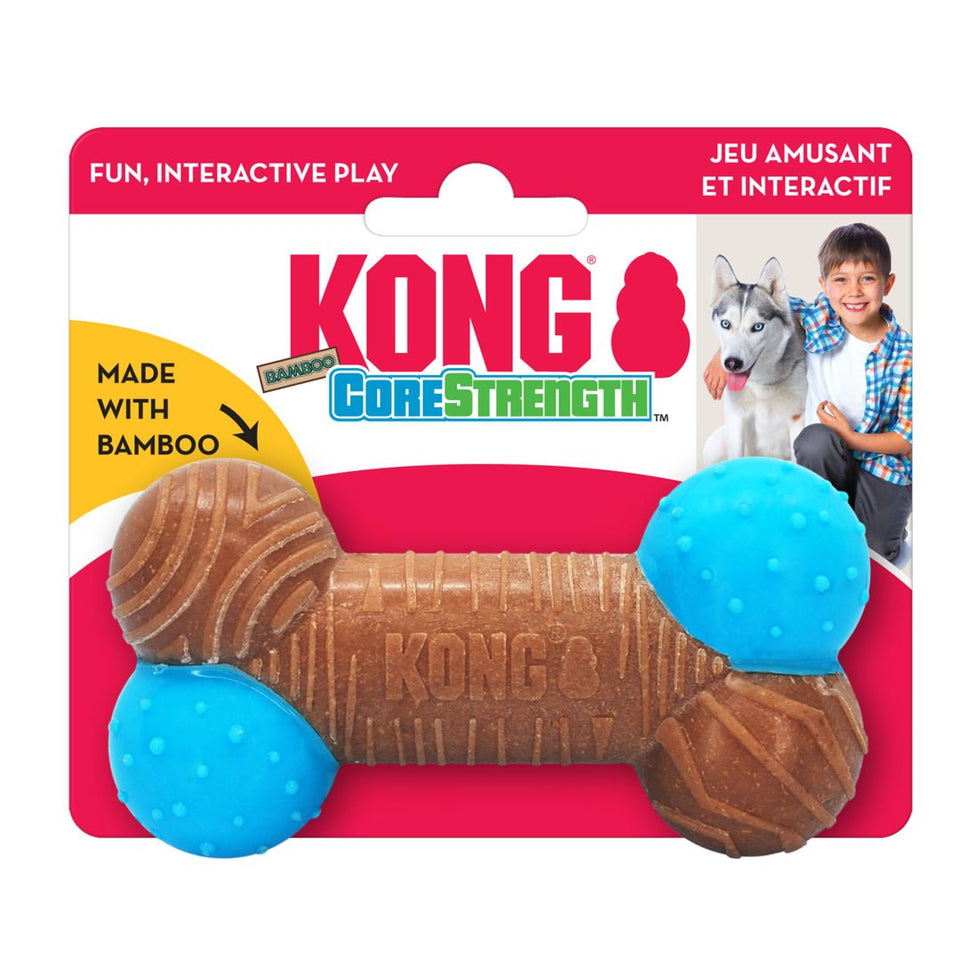 KONG CoreStrength Bamboo Bone Dog Toy Blue/Red Large