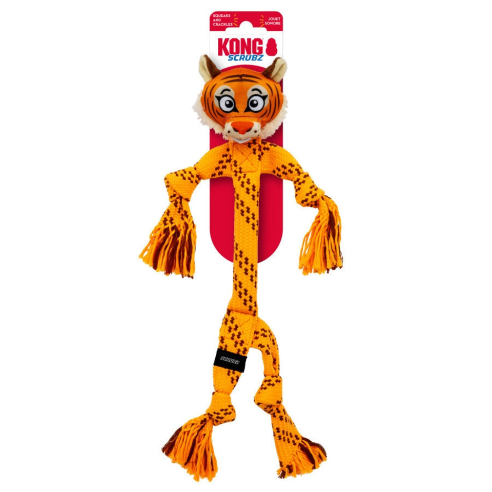 KONG Scrubz Safari Tiger Dog Toy 1ea/MD - Dog Toys Plush