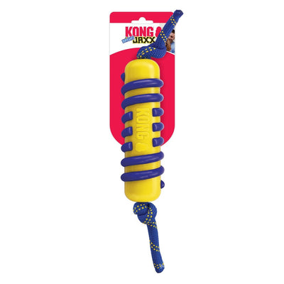 KONG Jaxx Brights Stick with Rope Dog Toy - Large, Yellow & Blue