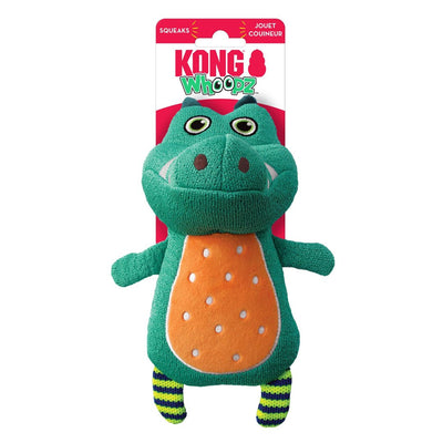 KONG Whoopz Gator Dog Toy - Medium Spongy Dual-Squeaker Plush