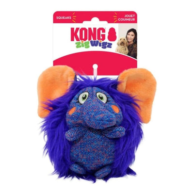 KONG ZigWigz Elephant Plush Dog Toy, Medium, Squeaker, Plush & Knit