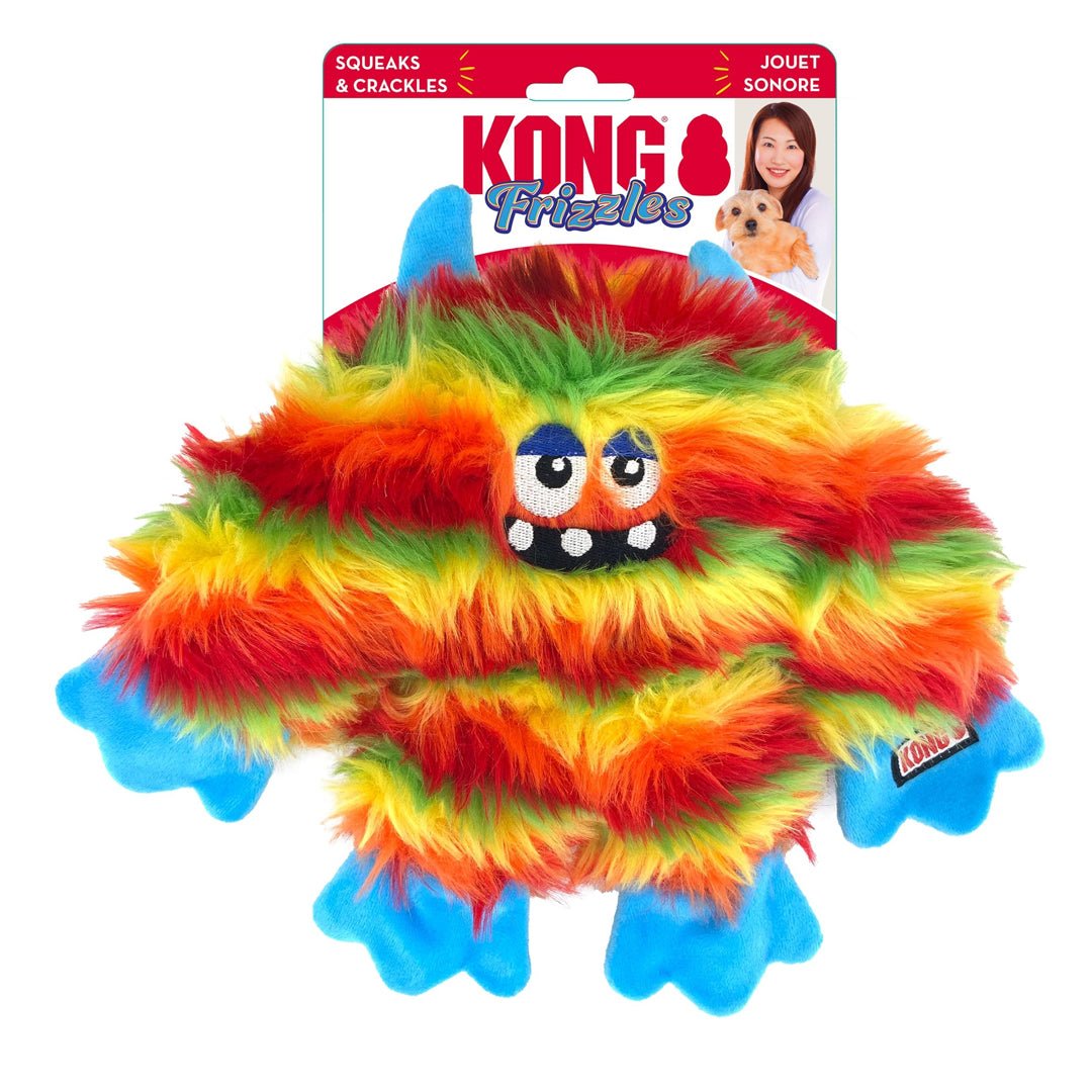 KONG Frizzles Zazzle Plush Dog Toy | Medium | Squeaker & Crinkle - Pets Perfect