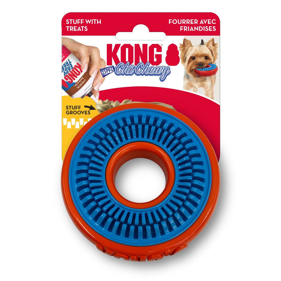 KONG ChiChewy Zippz Dog Toy Ring - Treat Paste Chew & Fetch Toy, Small