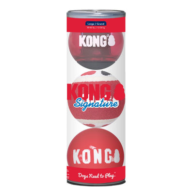 KONG Signature Ball Dog Toy Assorted Large, 3 ct