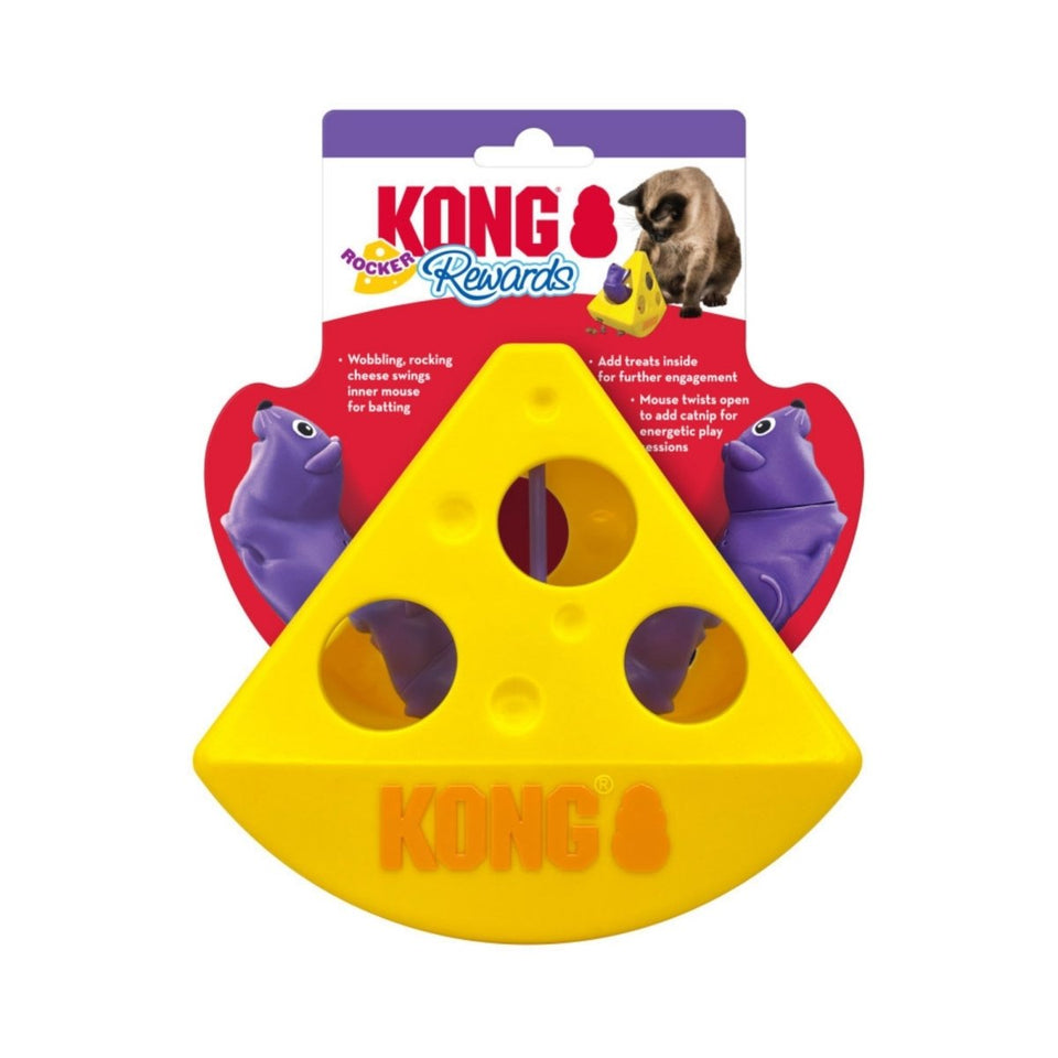 KONG Rewards Rocker Cheese Cat Treat Dispenser Cat Toy
