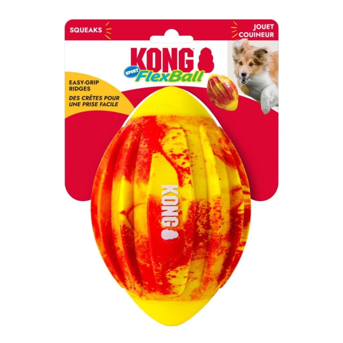 KONG FlexBall Sport Football Dog Toy – Medium | Fetch & Bounce - Pets Perfect