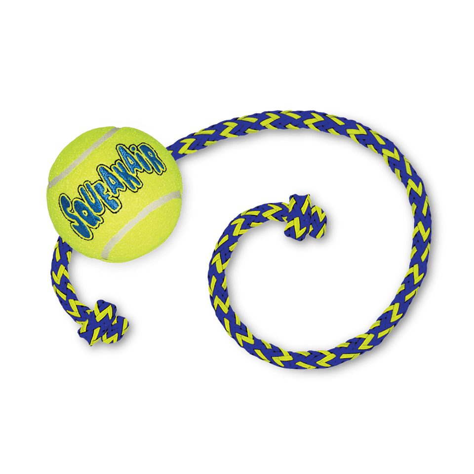 KONG AirDog Squeaker Tennis Ball with Rope Dog Toy - Medium, view 4